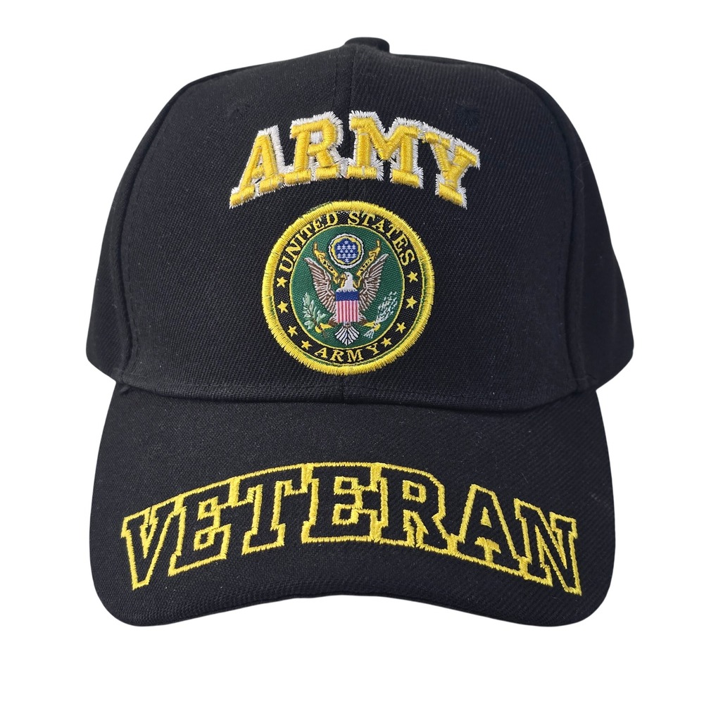 US Army Veteran Hat Military Eagle‎ Cresst Embroidered Cap Adjustable Strap